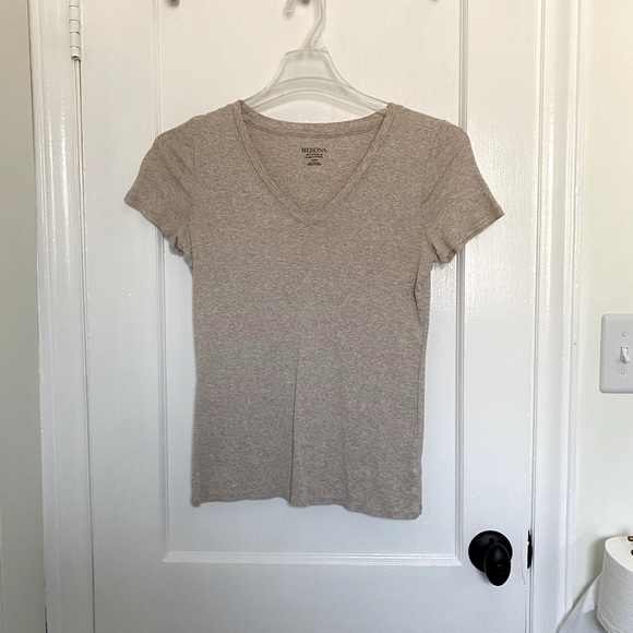 Merona Tops - Heathered Beige Vneck Tee